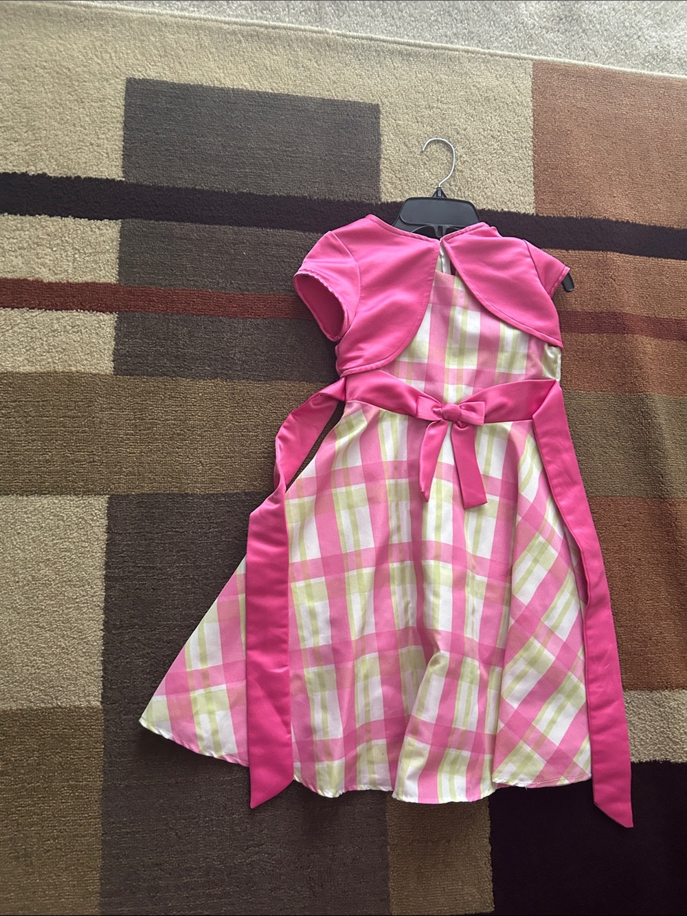 Caldore Pink Plaid Party Dress with Matching Bolero